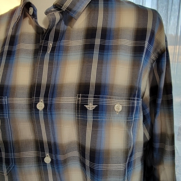 Men's Dockers Classic Fit Plaid Long Sleeve Buttondown Shirt Size Large EUC - Picture 2 of 7